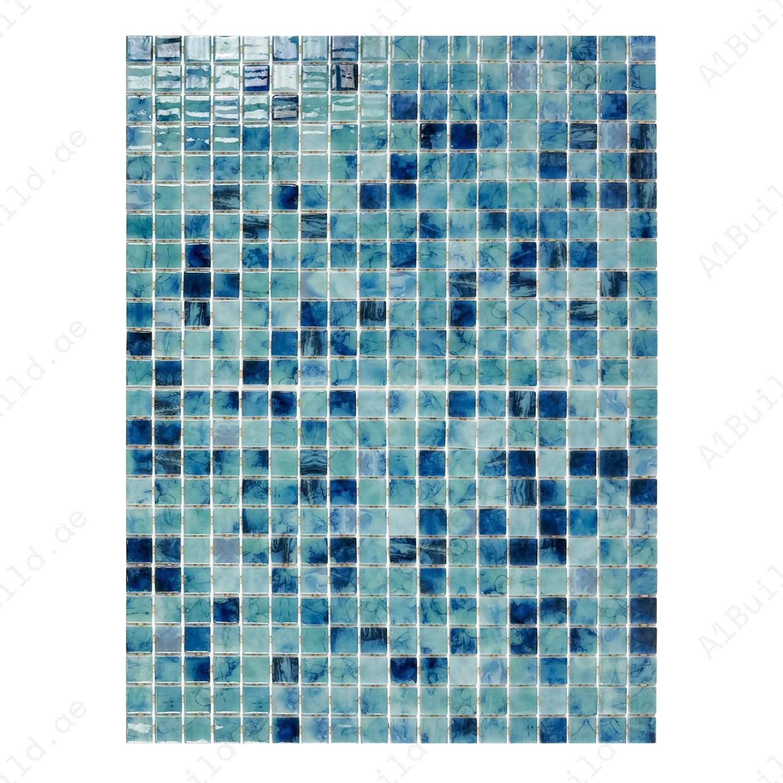 Spanish Mosaic Series Tiffany Blue & Sapphire Blue Mixed Recycled Glass Mosaic