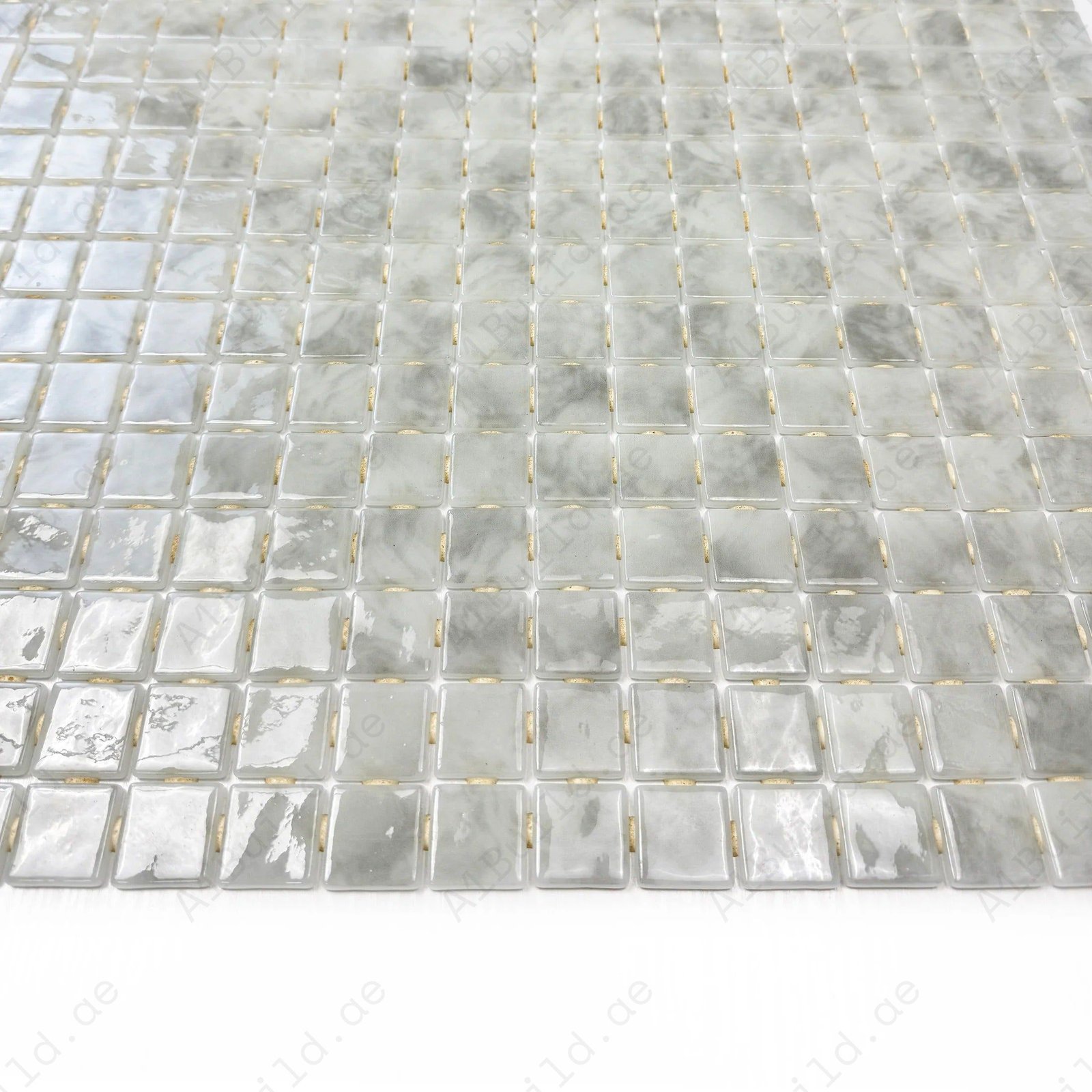 Spanish Mosaic Series White & Light Grey Mixed Recycled Glass Mosaic - Image 2