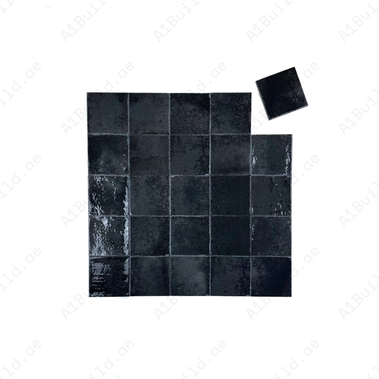 Deep Black Glossy Porcelain Subway Artisanal Tile - Image 2