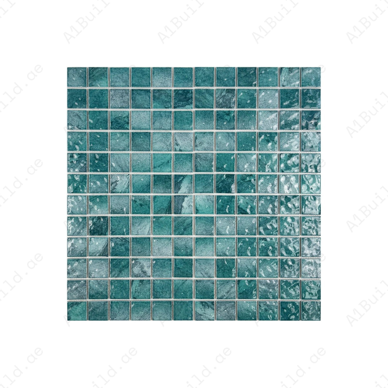Serene Wave Forest Green Mable Design Porcelain Mosaic