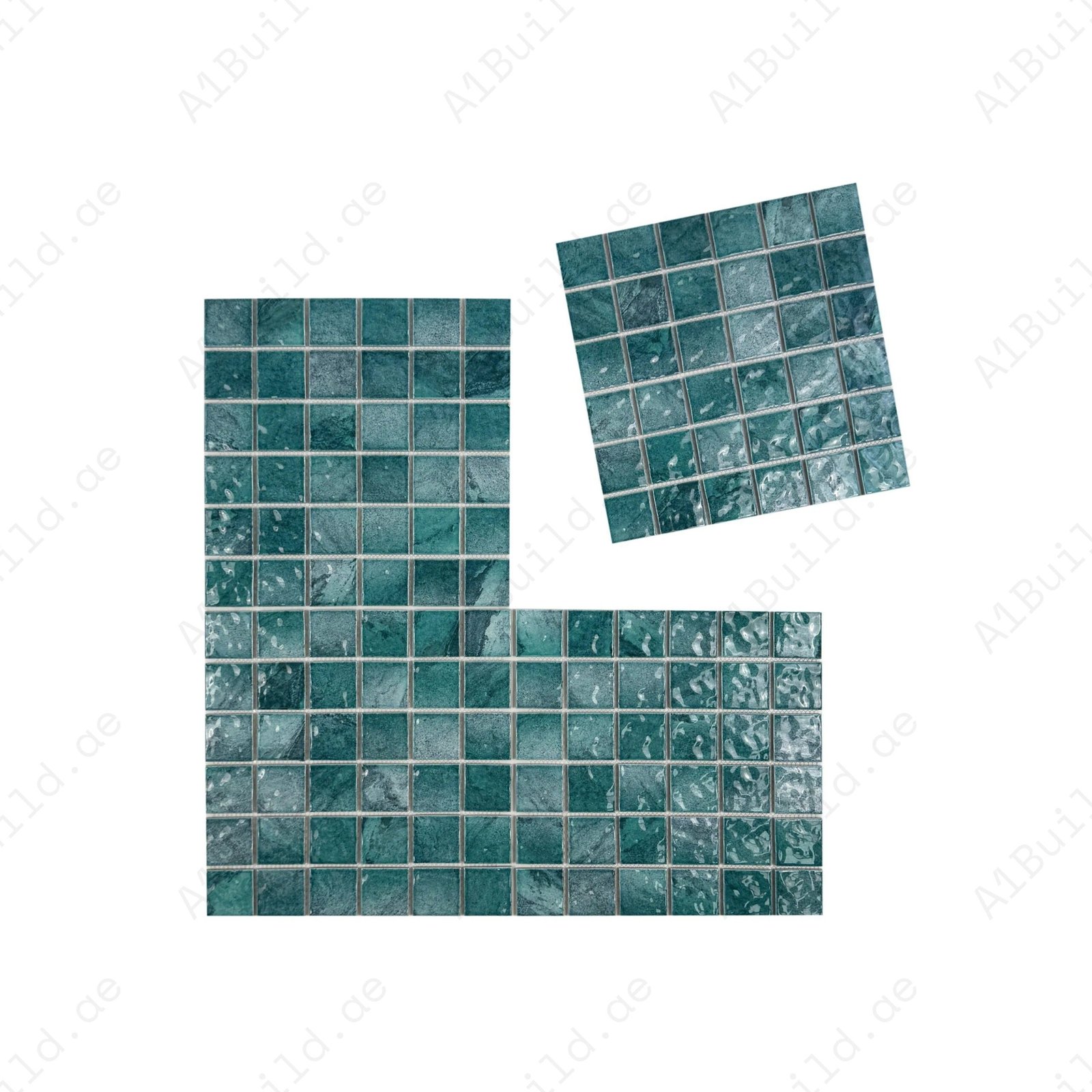Serene Wave Forest Green Mable Design Porcelain Mosaic - Image 2