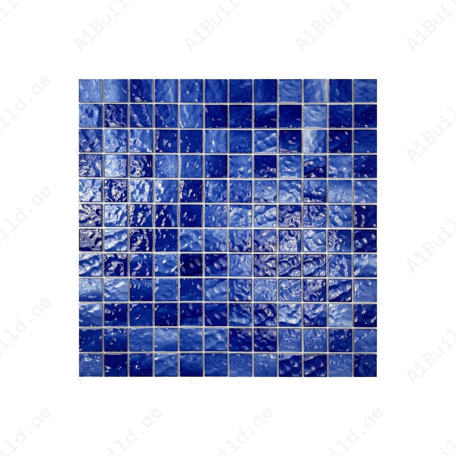 Serene Wave Navy Blue Wave Pattern Crystalline Glazed Porcelain Mosaic