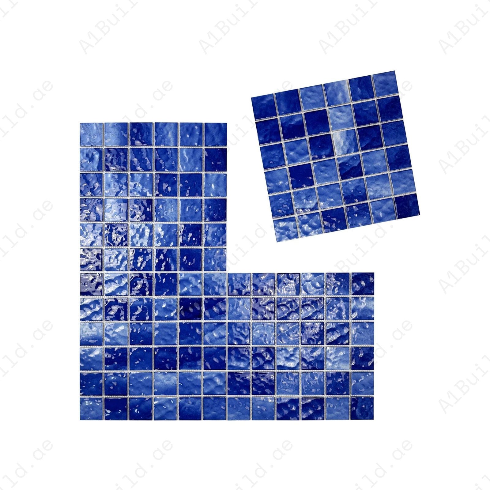 Serene Wave Navy Blue Wave Pattern Crystalline Glazed Porcelain Mosaic - Image 2