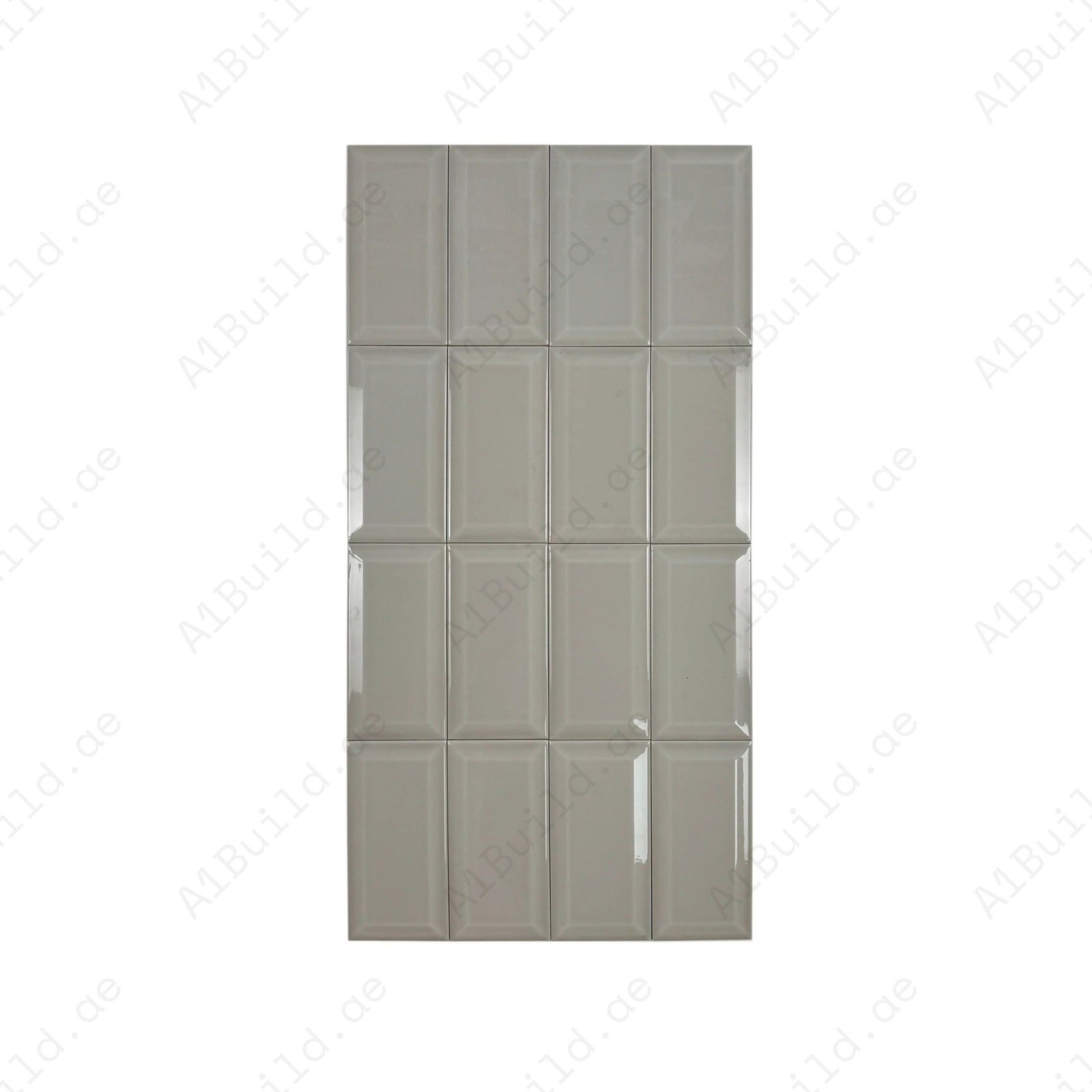 Urban Luxe Series Light Grey Glossy Beveled Edge Ceramic Tile