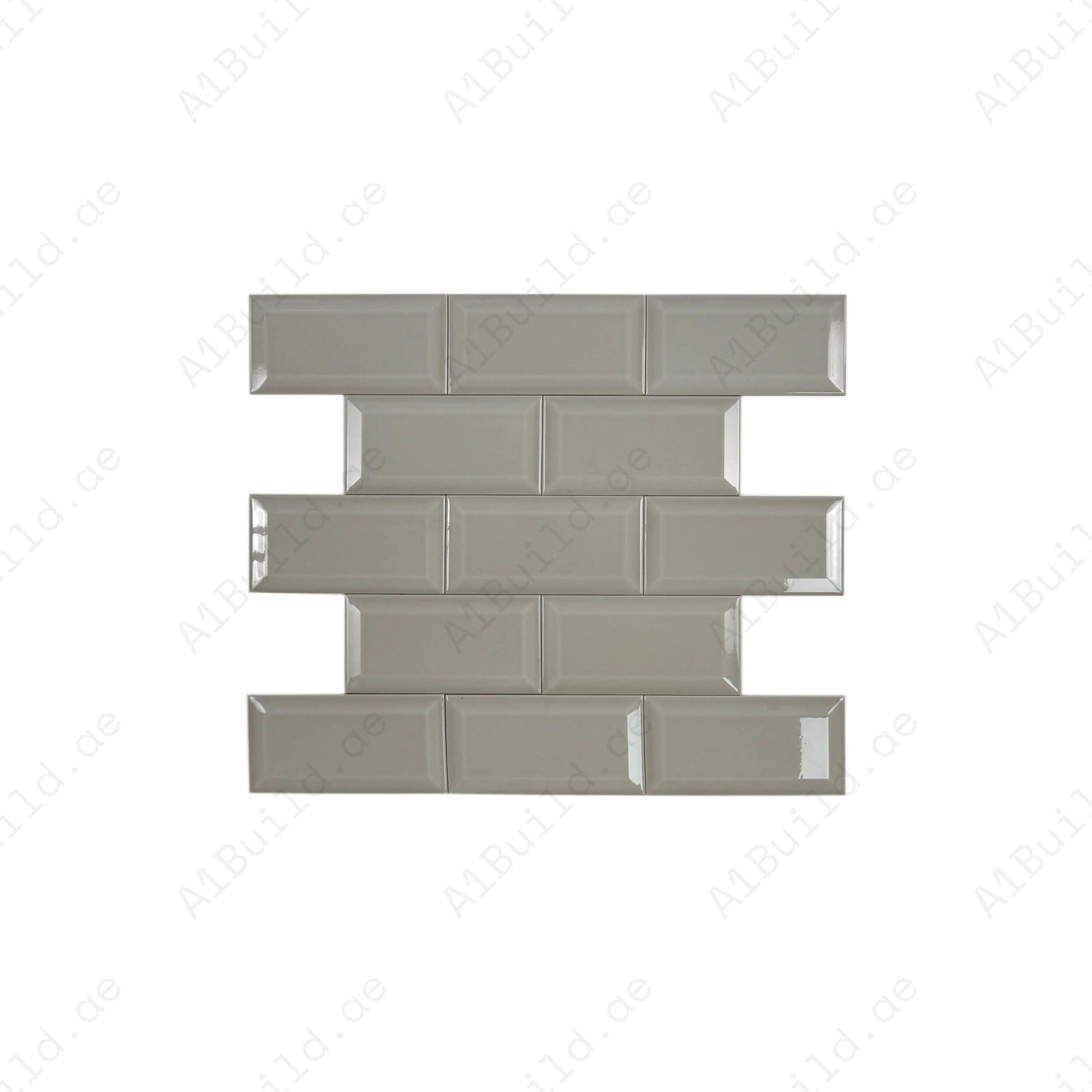Urban Luxe Series Light Grey Glossy Beveled Edge Ceramic Tile - Image 2