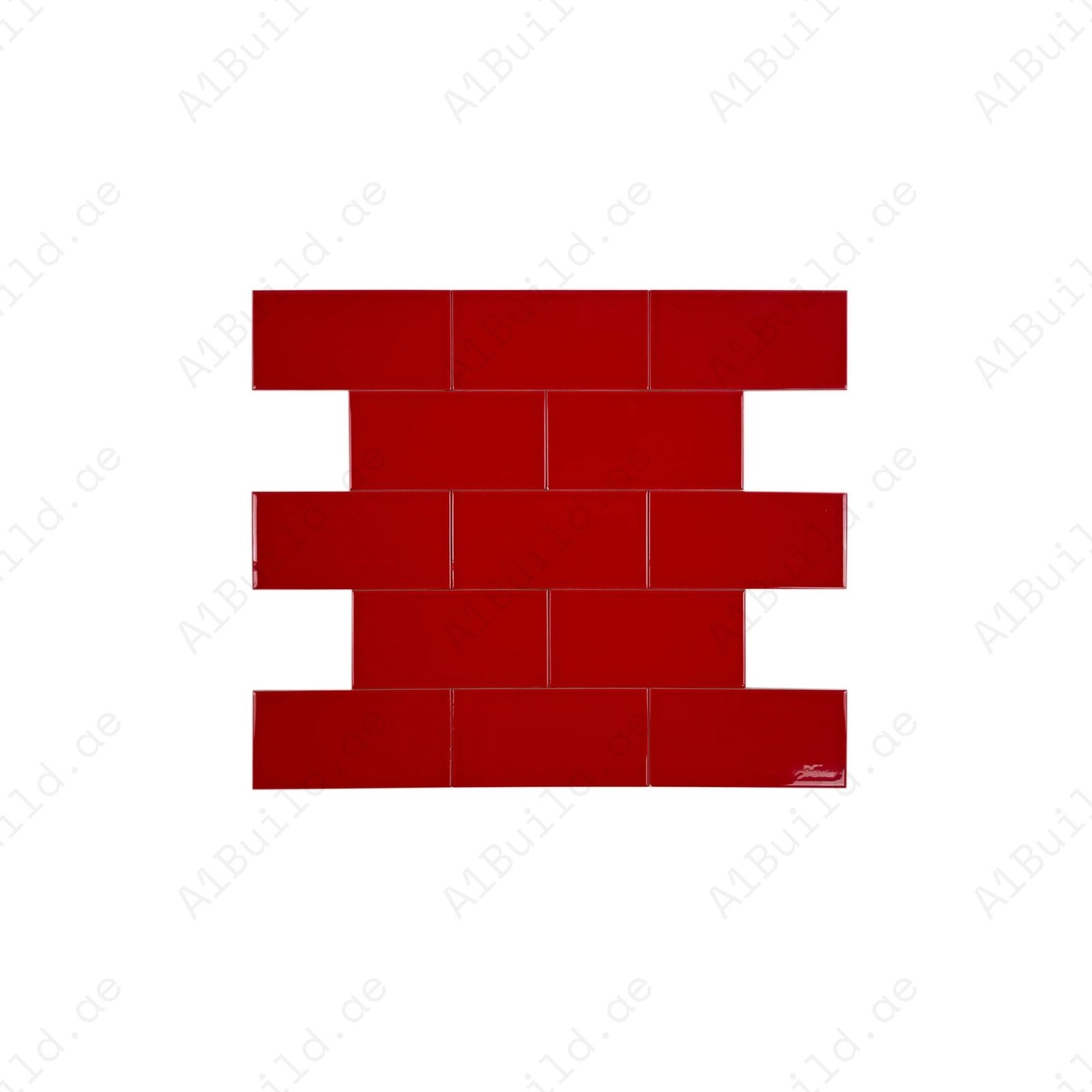Urban Luxe Series Red Glossy Flat Ceramic Tile - Image 2