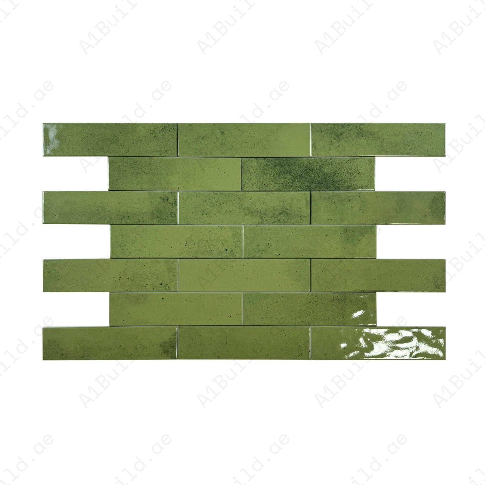 Venetian Dream Series Lime Green Glossy Porcelain Artisanal Tile - Image 2