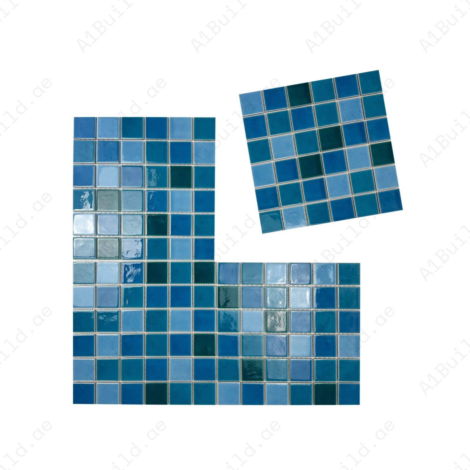 Oceanic Opal Series Sky Blue & Ultra Marine Blue & Dark Blue Crackle Porcelain Mosaic - Image 2