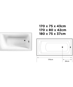 Alternative view of Spring acrylic bathtub – embrace serenity with 170x75x43cm and 170x80x42cm dimensions for a refreshing bathing escape