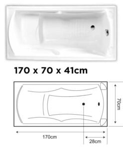 Alternative view of Standard inset seat bathtub – supplier in dubai, offering a perfectly sized 170x70x41cm design for a luxurious bathing experience