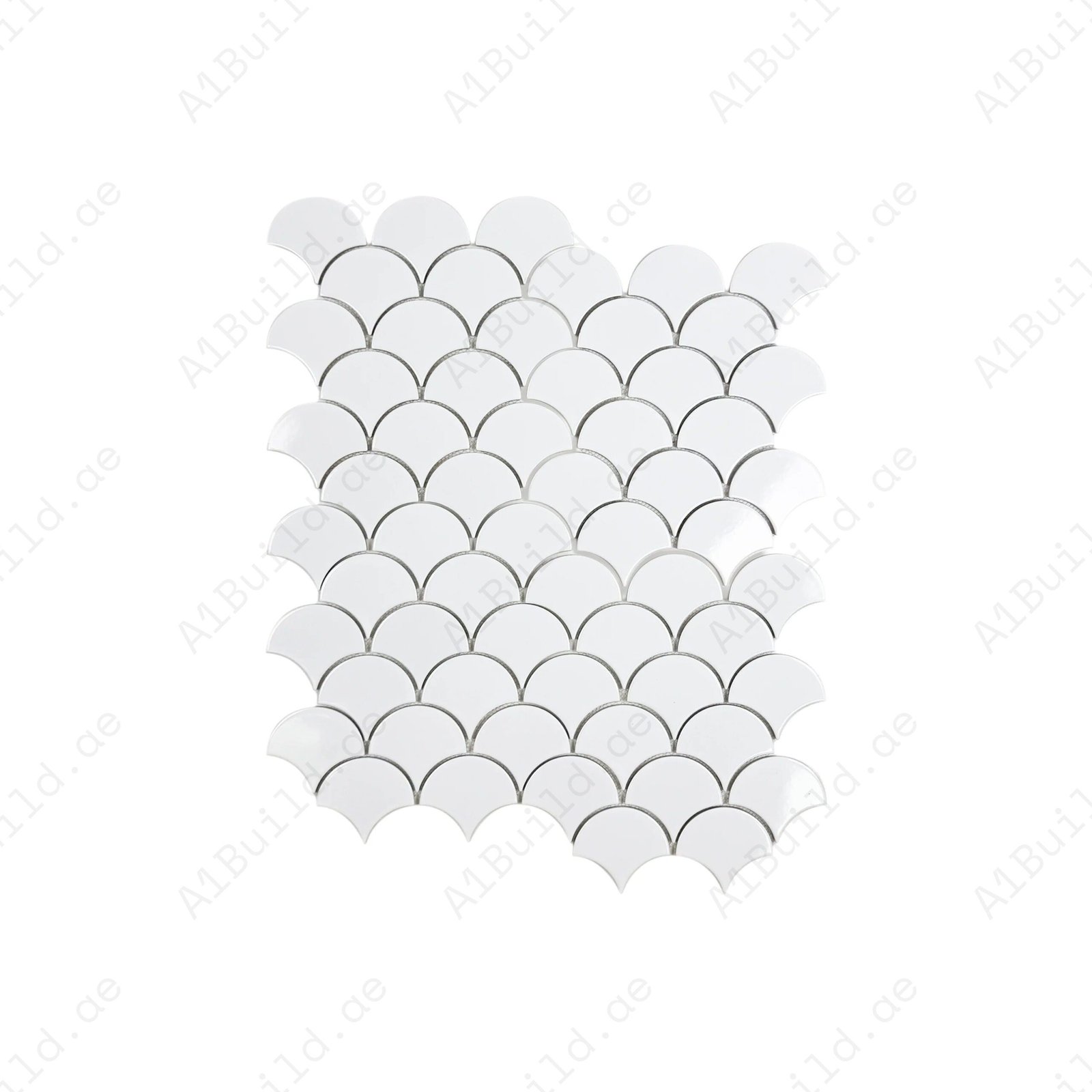 Verona Grace Series Pure White Fan Shape Porcelain Mosaic