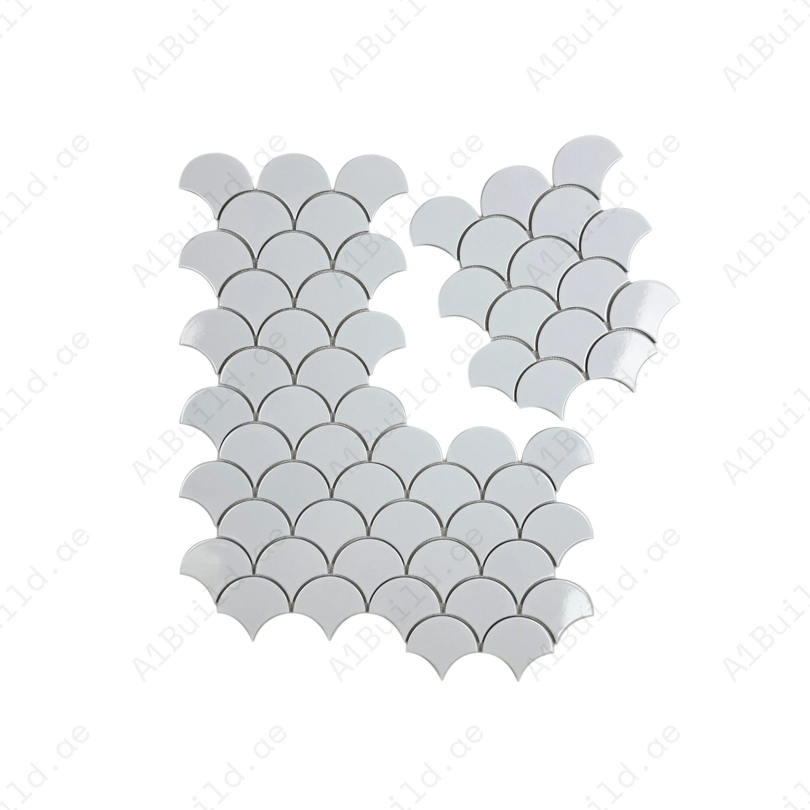 Verona Grace Series Pure White Fan Shape Porcelain Mosaic - Image 2