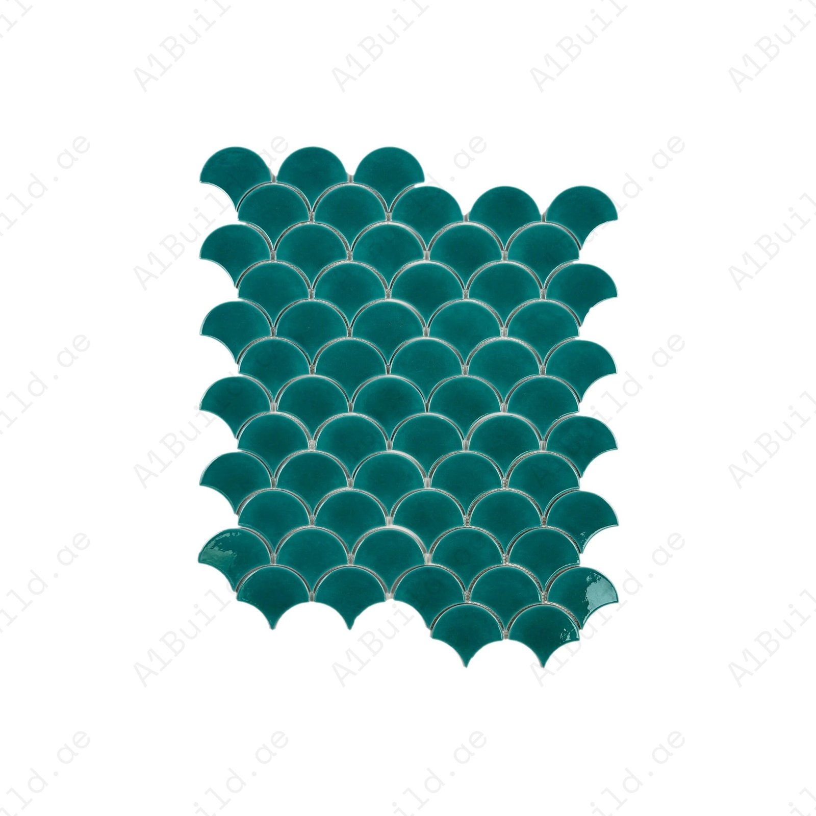Verona Grace Series Tiffany Blue Fan Shape Porcelain Mosaic