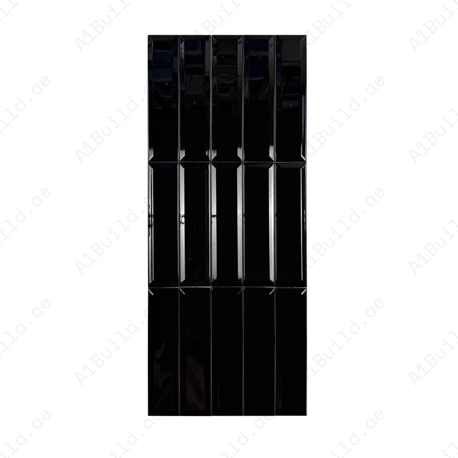 Urban Luxe Series Black Glossy Beveled Edge Ceramic Tile