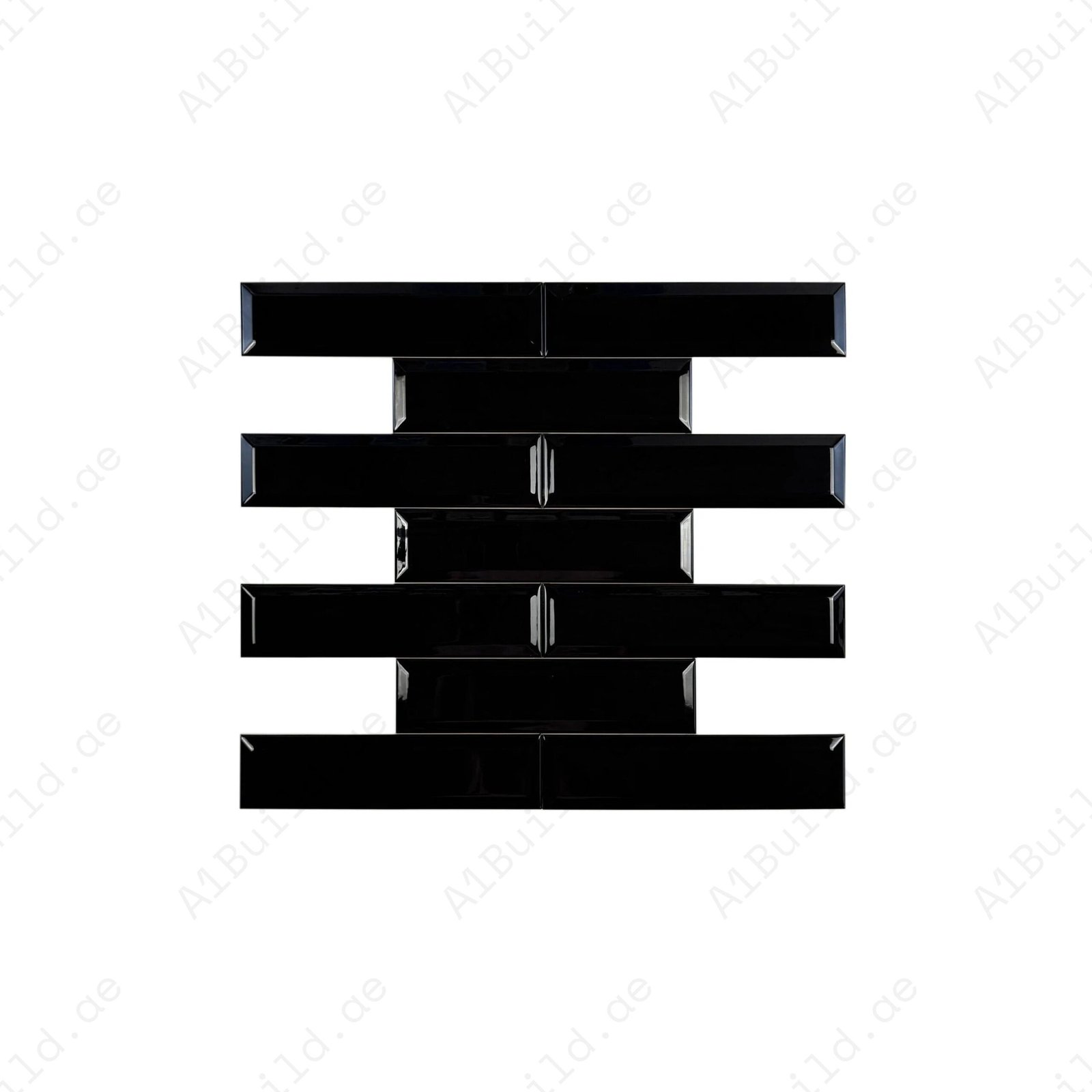 Urban Luxe Series Black Glossy Beveled Edge Ceramic Tile - Image 2