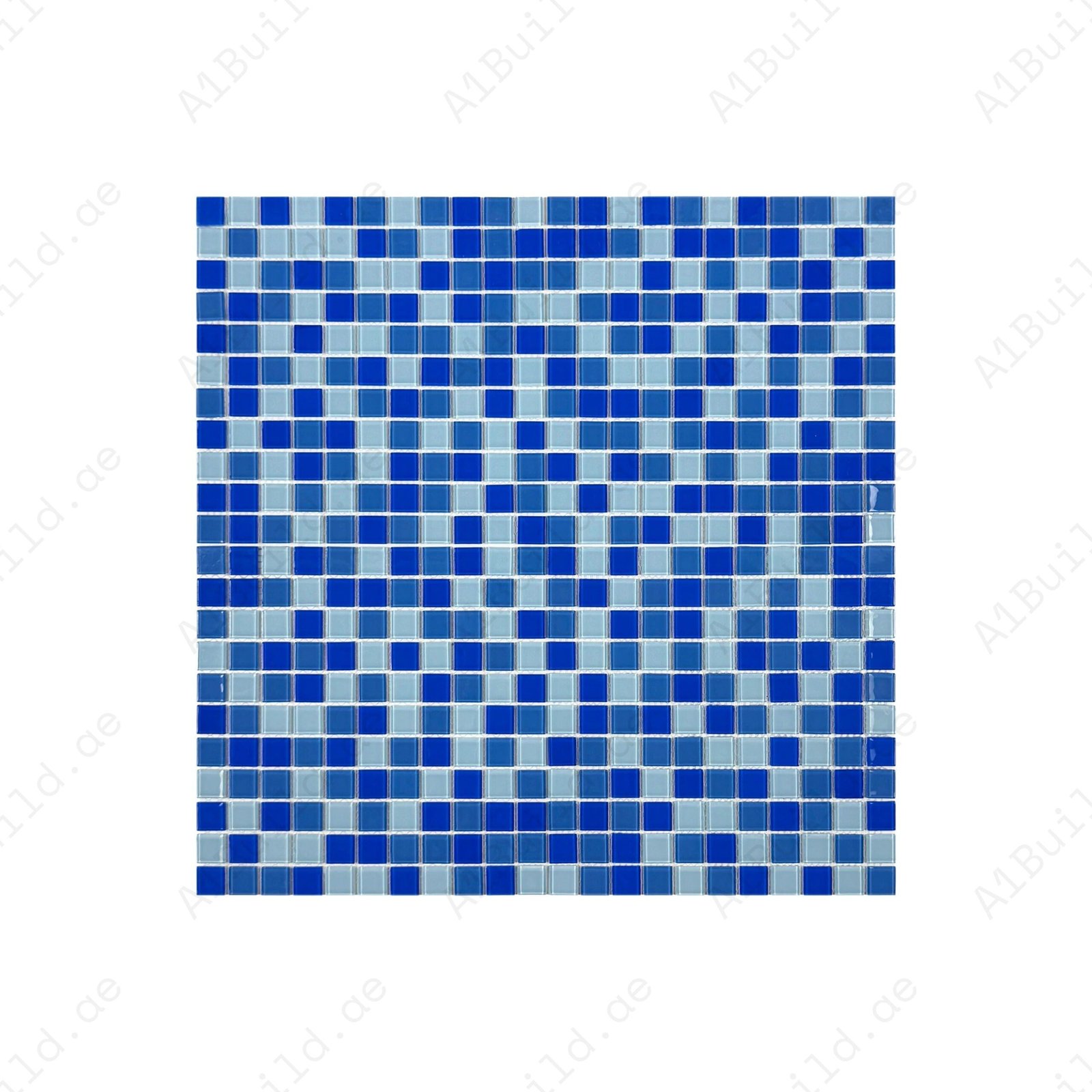 White & Sky Blue & Cobalt Blue Mixed Crystal Glass Mosaic