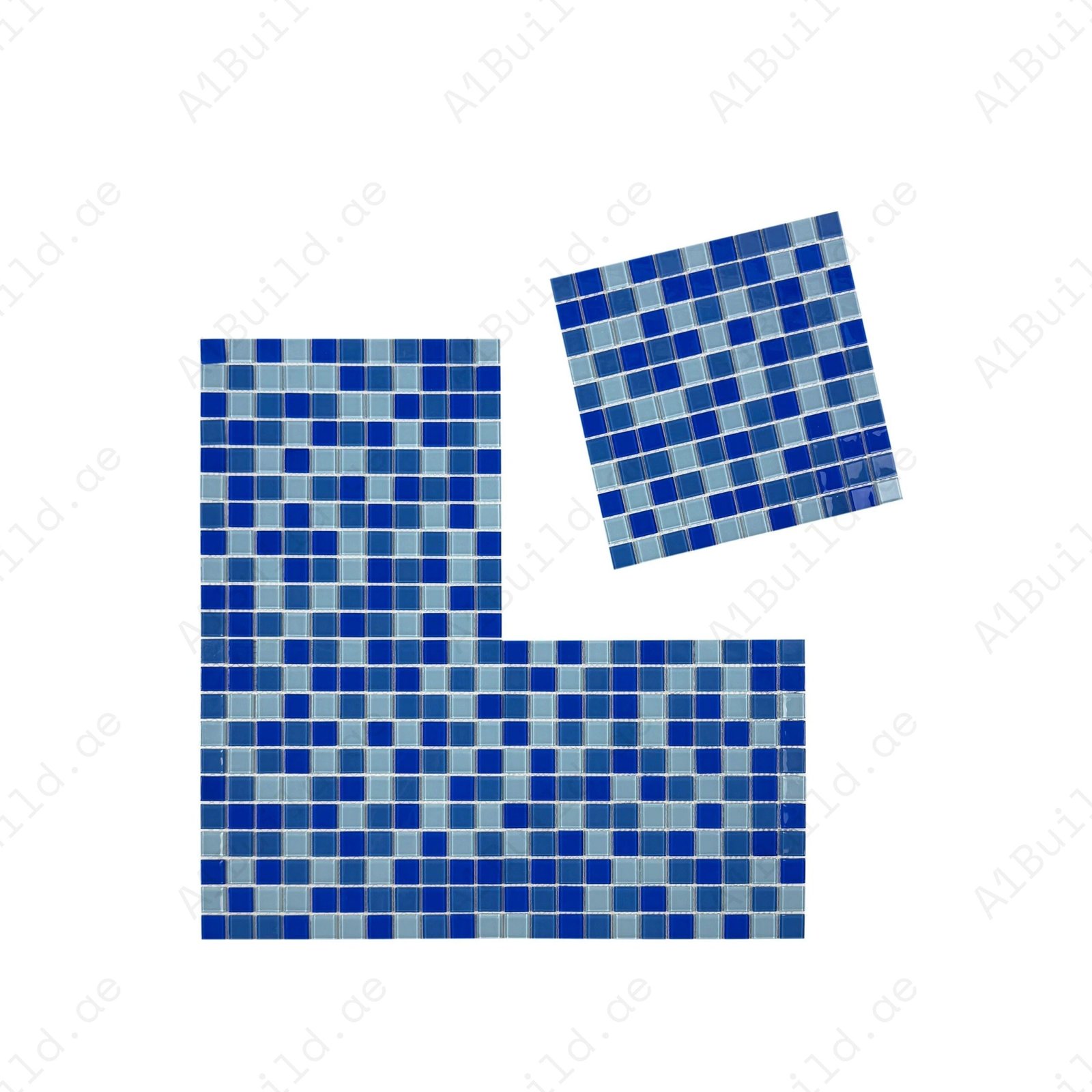 White & Sky Blue & Cobalt Blue Mixed Crystal Glass Mosaic - Image 2
