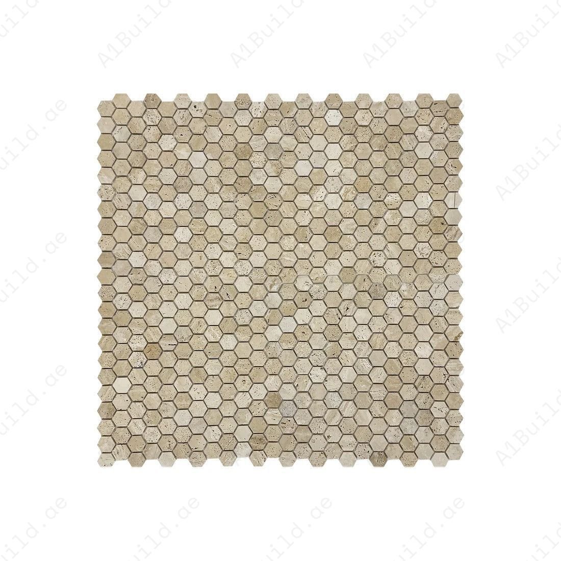 Versace Luxury Series Light Beige Honed Hexagon Travertine Marble Mosaic