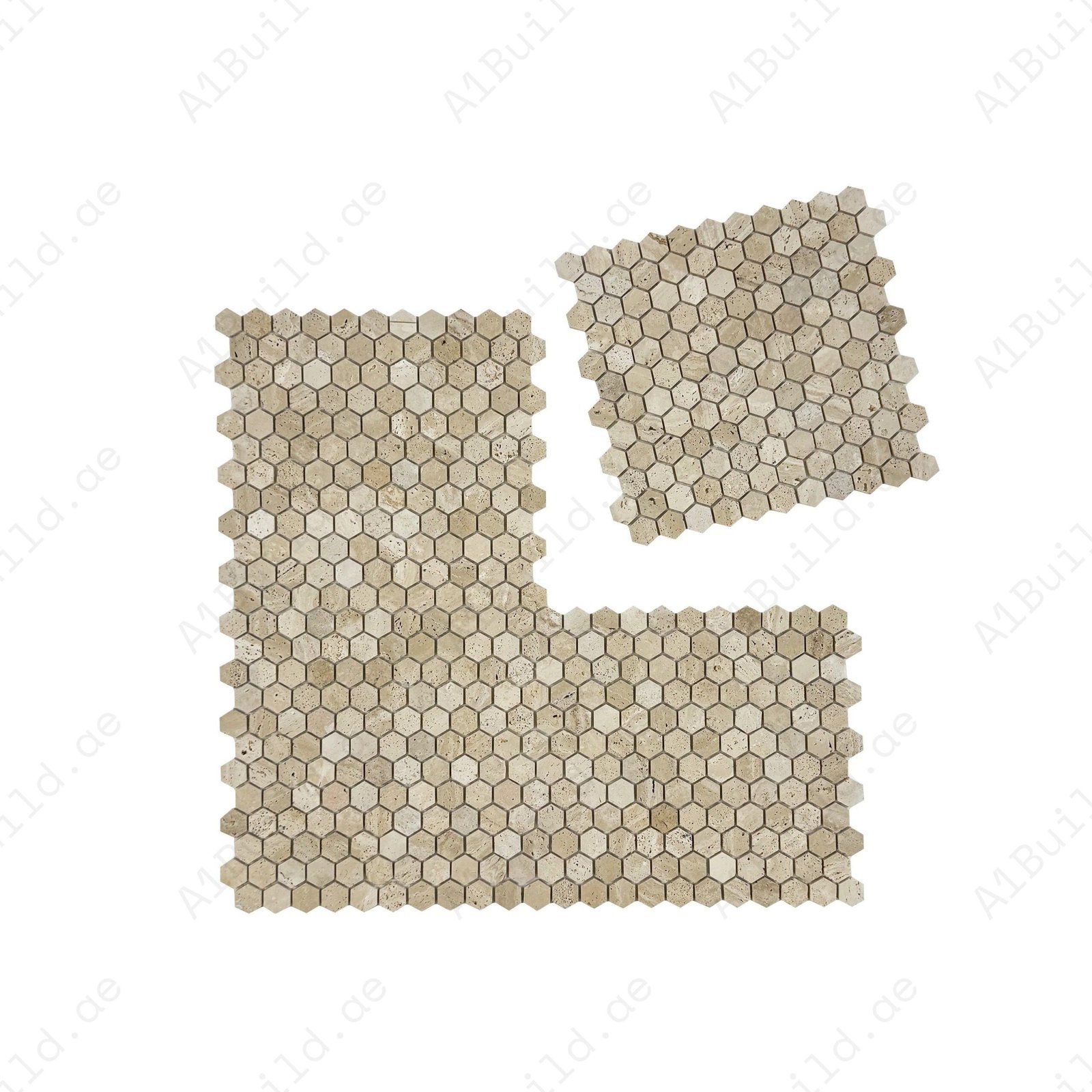 Versace Luxury Series Light Beige Honed Hexagon Travertine Marble Mosaic - Image 2