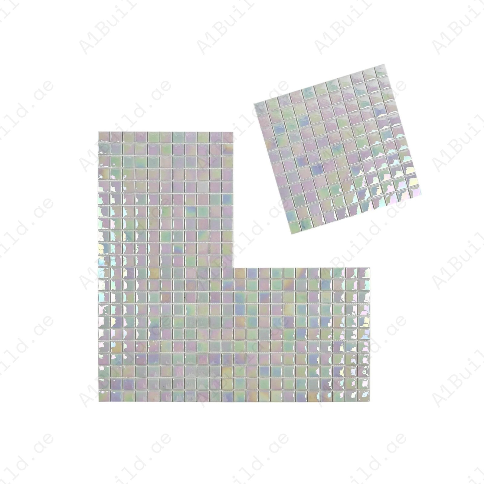 Regal Europe Series White Iridescent Glossy Recycled Glass Mosaic - Image 2