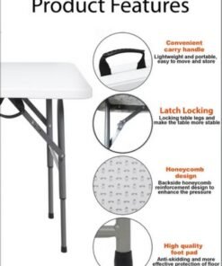 Alternative view of general Foldable Buffet Table White/Black 123x73x60cm