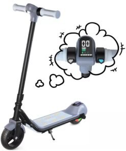 Kids Electric Scooter, E Scooter with LED Display and Bluetooth, 3 Speed Modes, Maximum Range 5 Miles, Maximum Speed 8.7 Mph, Gifts for Kids, Teens (Grey)