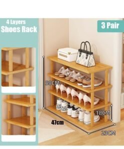 HOME TASTE Premium Bamboo Shoe Rack – Eco-Friendly, Waterproof, & Space-Saving Organizer for Entryway, Bedroom, Office – Easy Assembly