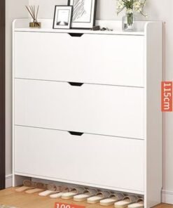 NKX Three Tier Shoe Rack Organizer Storage Foldable Closet with Doors for Living Room