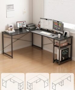 Alternative view of Harlan L-Shaped Desk Computer Corner Table Study Desk Home Office Workstation Modern Simple Style Writing Desk Table
