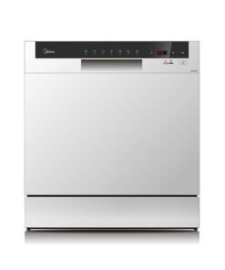 Midea Counter Top Dishwasher, Portable, 8 Place Settings, 7 Programs, Inverter Quattro, Silent And High Energy Efficient, Rapid Wash, Child Lock, Self Cleaning, 70 Intensive White WQP83802FS Silver