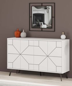 Mourah Home Dune Console  Modern Sideboard With 4 Doors  Storage Cabinet For Living Room Lounge Dining Room Kitchen Hallway  35X77.4X123 Cm White