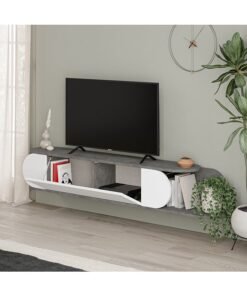 Alternative view of Mourah Home Tone Modern Floating Tv Stand Up To 65'' Inch Tv| 2 Doors Storage| Tv Console With 2 Storag| 180X29.6X30 Cm| Retro Grey White