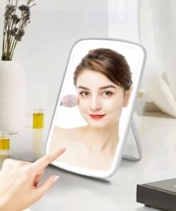 Glowudz makeup mirror with light, with touch screen, USB rechargeable tabletop , led brightness adjustable, white