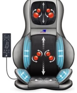 Sky Land 3D Shiatsu Massage Seat Cushion with Heat | Adjustable Neck, Back & Lumbar Massager | 2D/3D Kneading, Rolling, Air Compression & Vibration | Full Body Relaxation for Home & Office | EM-5228