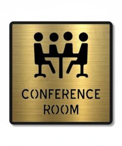 BerryBox Premium Brush Finish Gold Acrylic Conference Room Sign 5.8 Inch Easy to Mount 3M Self-Adhesive Tape for Business Office Hospital Corporate Hotel Company Factory Bank Commercial