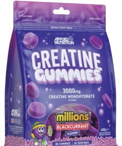 Applied Nutrition Creatine Gummies – 3000mg Creatine Monohydrate per Serving, 80 Vegan Gummies, (Blackcurrant Millions) Supports Muscle Strength & Performance