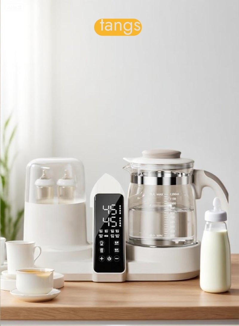 tangs 12-in-1 Baby Bottle Sterilizer and Warmer, Large Capacity Steam Sterilizer with Dryer, Precise Temp Control for Breast Milk (40°C/104°F), Formula (45°C/113°F) & 100°C Sterilization, for Baby Bottles, Pacifiers, Cream White