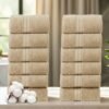 Donetella 12-Piece Washcloth and Face Towel Set, 30x30 cm | 100% Combed Cotton 600 GSM | Thick, Soft, Ultra-Absorbent & Quick-Drying | Ideal for Spa, Gym, Hotel & Daily Use