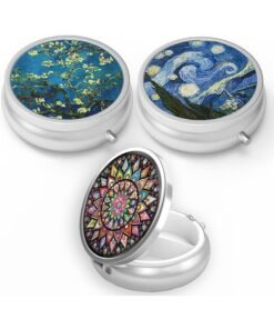 Garlo 3Pcs Pill Box 3 Compartment,Medicine Pill Case,Portable Pill Box ,for Pocket or Purse Pill Box ,Decorative Metal Medicine Vitamin Organizer Unique Gift.
