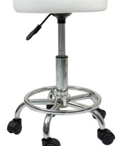 Meishida Round Rolling Stool with Foot Rest Swivel Height Adjustment for Spa, Drafting, Salon, Work Office, and Massage Stools Tasks Small chair (White)