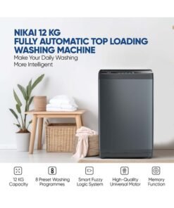 NIKAI 12 Kg Fully Automatic Top Loading Washing Machine With Pump Models, Auto Imbalance Control, Silent Operation, Quick Wash, Stainless Steel Drum, Power Off Memory, Child Lock 38.31 kW 12 kg 38.31 kW NWM1200TQB Dark Grey