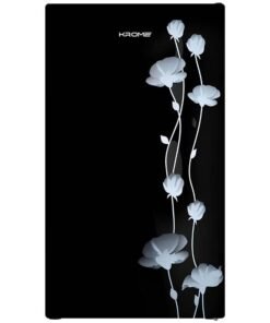 KROME Glass Door Refrigerator, 141L Gross / 90L Net Capacity, Direct Cool, Floral Design, R600a Refrigerant KR-RF141GG black