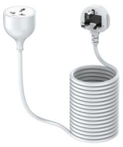 PEGANT 1 Way 5 Meters Universal Outlet Power Extension Cord, 5M Single Socket Cable Extender, 2500W One Plug Electric Wire for Desk, Table, Floor, Office, Car