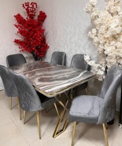 LHFHOMT 7 Seater Dining Room Sets 1 Table With 6 Chairs (160 x 80 x 70 cm) dining Table Sets