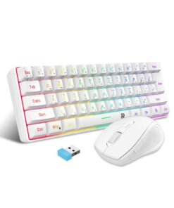 ROCK POW Arabic English 2.4G Wireless Gaming Keyboard and Mouse Combo, Include Small 60% Merchanical Feel Keyboard, Ergonomic Design Mini Wireless Mouse