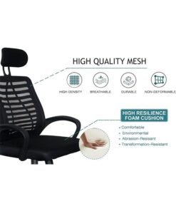 JCB CHIC Office Chair,Comfort Ergonomic Height Adjustable Desk Chair with Lumbar Support Backrest Black - Image 3