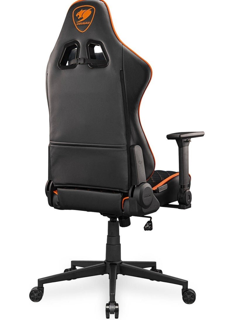 Cougar Armor One V2 F Gaming Chair, Woven Fabric Surface, 4D Folding Armrests, 155° Reclining, Piston Lift Height Adjustment, Up to 12kg Weight Support, Black / Orange | 3MA2FORB.0001 - Image 4