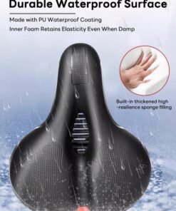 MAANGE Revere Memory Foam Wide Bike Seat with Rear LED Safety Light – Waterproof, Shock-Absorbing Ergonomic Saddle for Road, Mountain, Cruiser & Exercise Bikes - Image 3