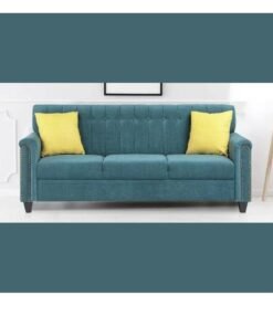 Wooden Twist Contemporary Style 3 Seater Modern Sofa Set ( Blue )