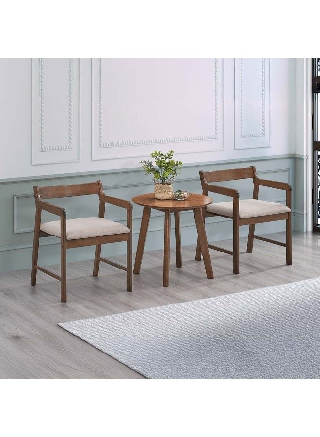 DANUBE HOME 3-Piece Raytown 1 + 2 Solidwood Coffee Set Dining Set Sturdy Kitchen Dining Table With 2-Seater Dining Chairs Wooden Modern Design Furniture For Home Dining Room - Walnut/Brown